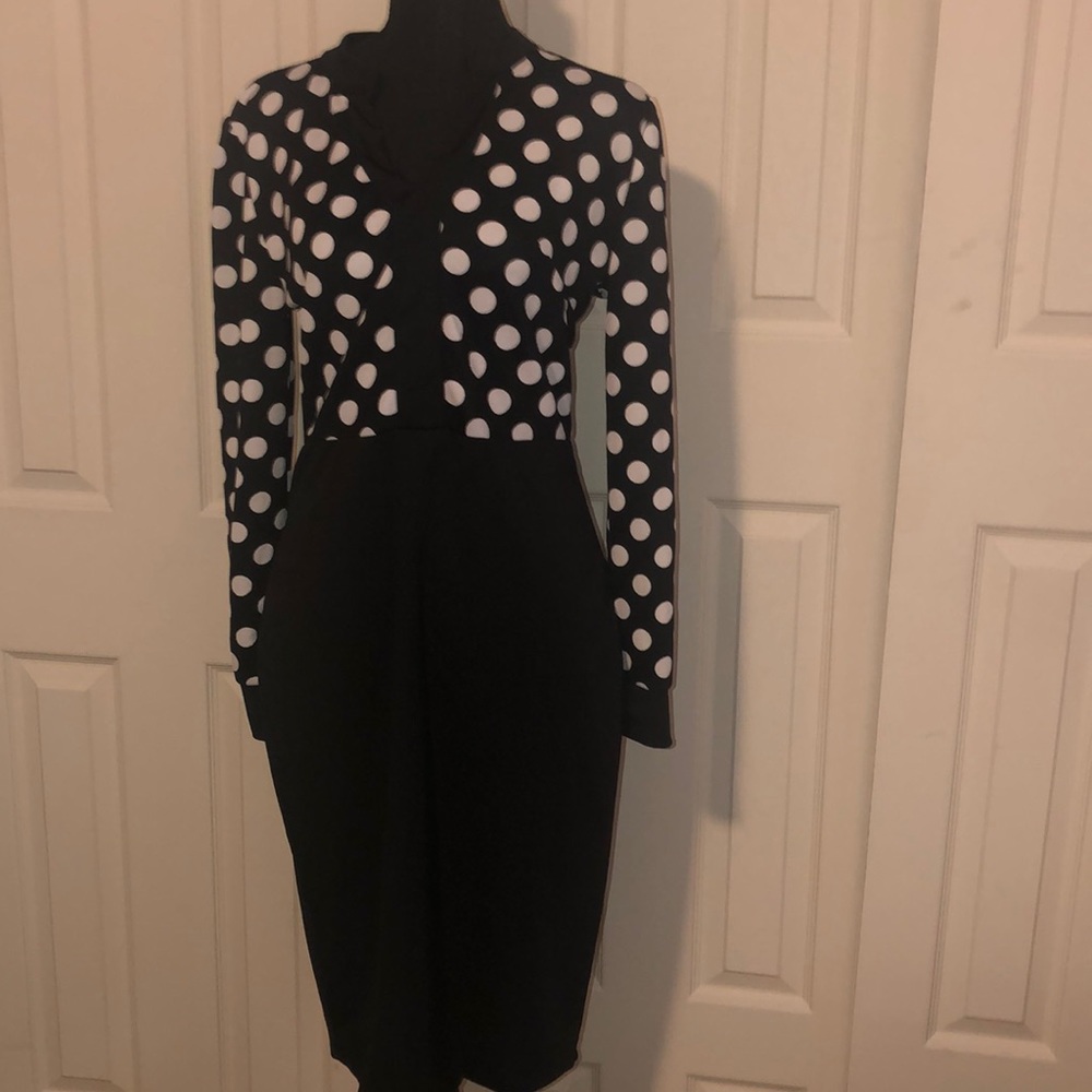 Black and white polka dot dress